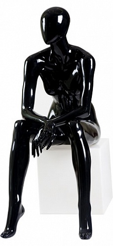 Манекен женский, сидячий / Glance 09 высота 123см, черный глянец