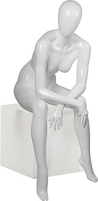 Манекен женский, сидячий / Glance 09 высота 123см, белый глянец